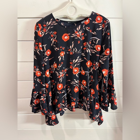 💙 GIBSON Floral Blouse L – Navy/Red - Picture 5 of 7
